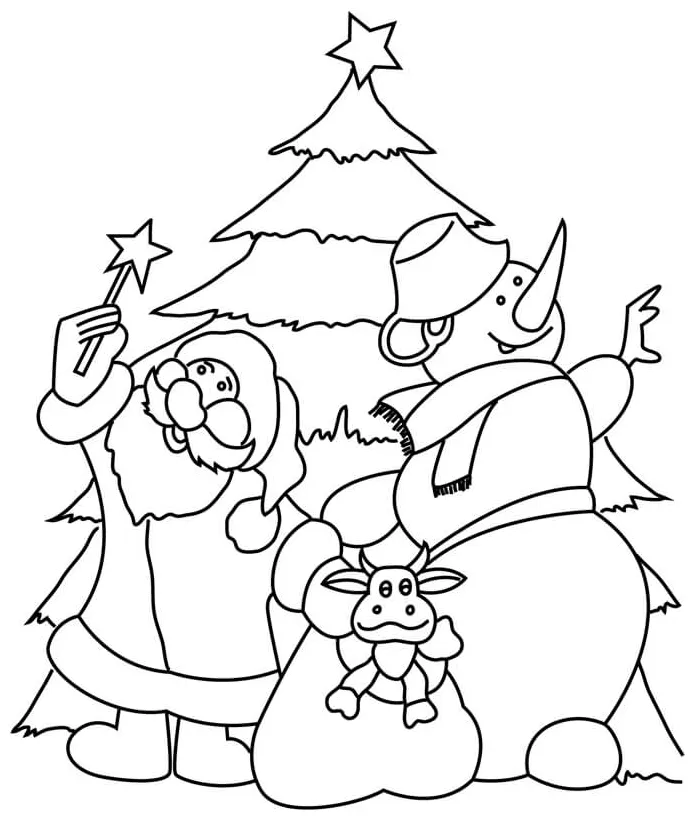 Santa claus dan manusia salji