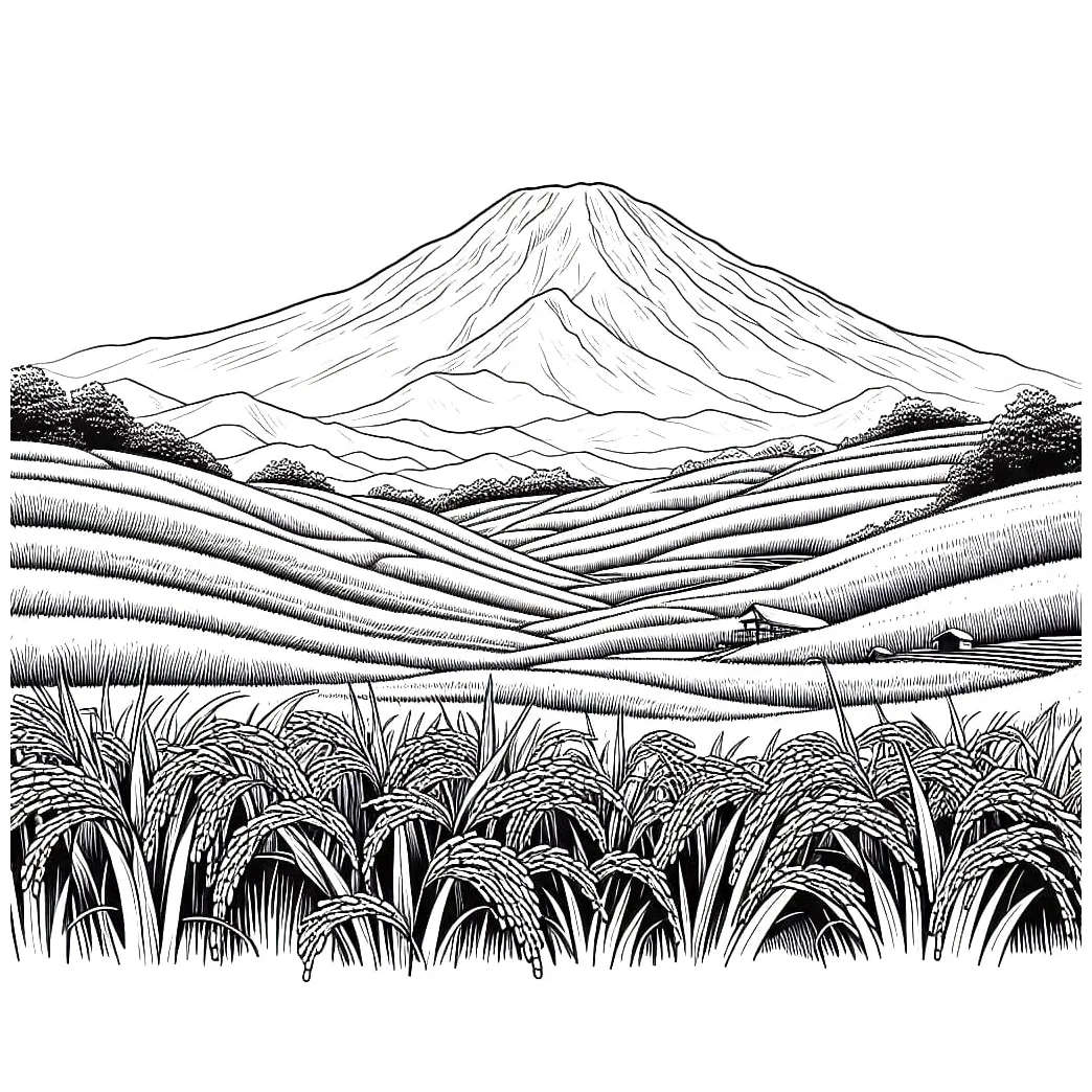 Sawah dan pegunungan