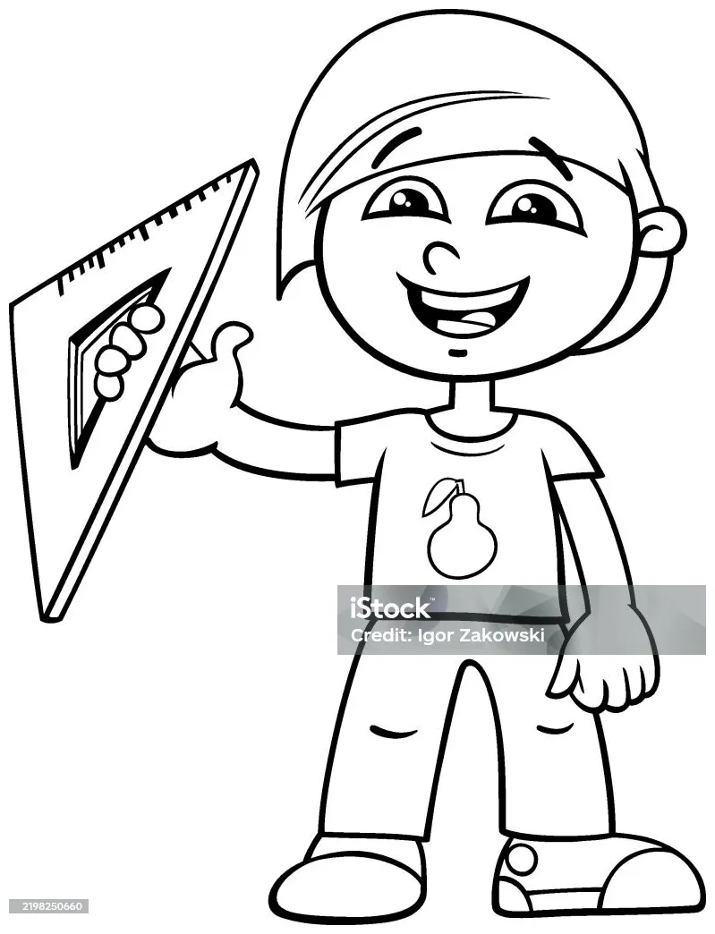 Kartun anak sekolah dasar dengan halaman ilustrasi
