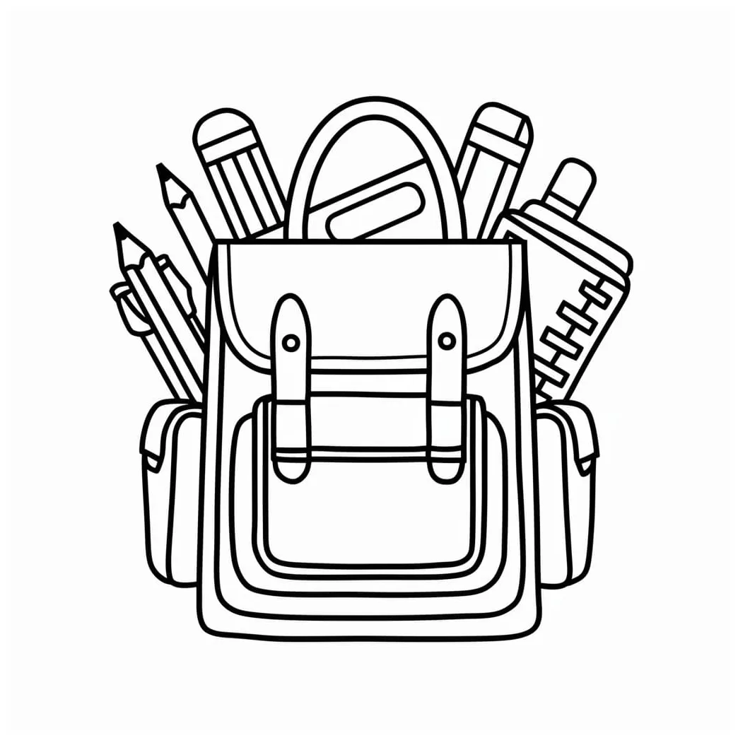 Gambar mewarnai Tas ke sekolah siap cetak