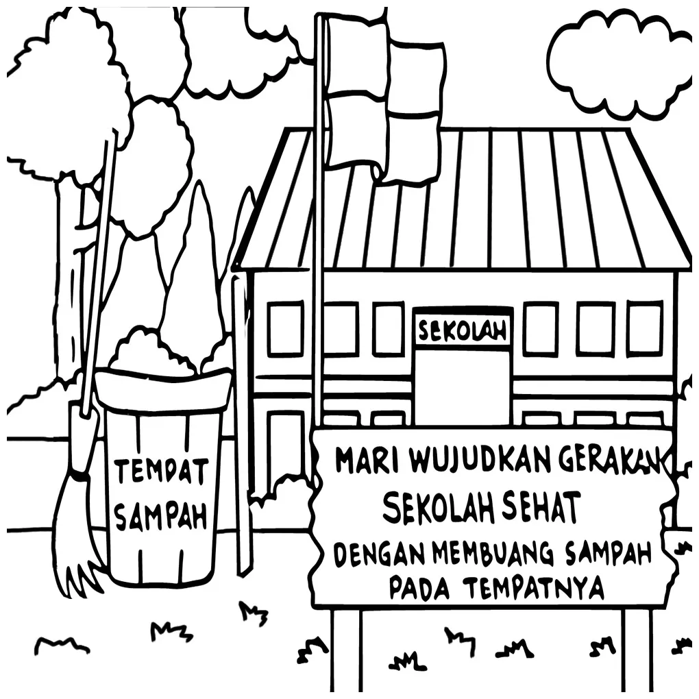 Poster tema kebersihan sekolah
