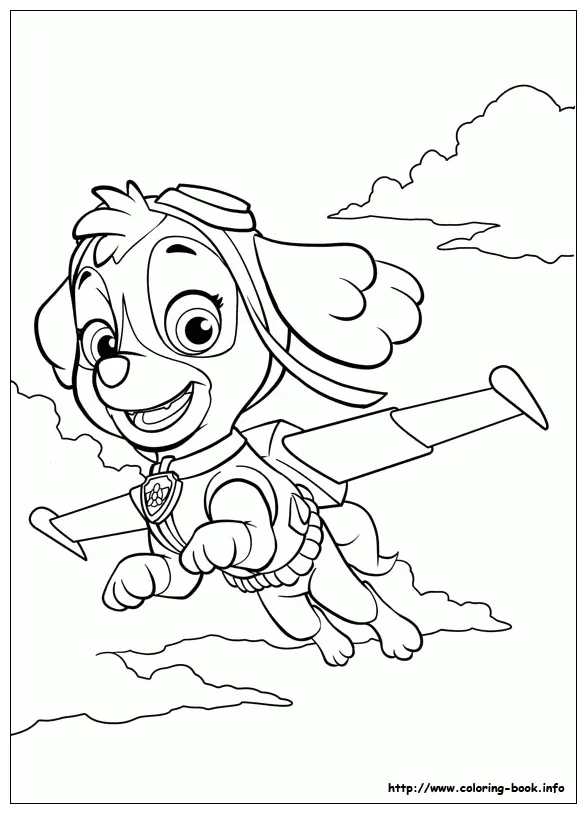 Gambar mewarnai Skye terbang siap cetak