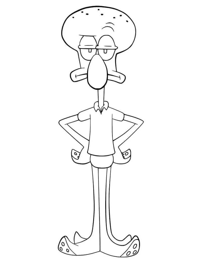 Gambar mewarnai Lukisan squidward siap cetak
