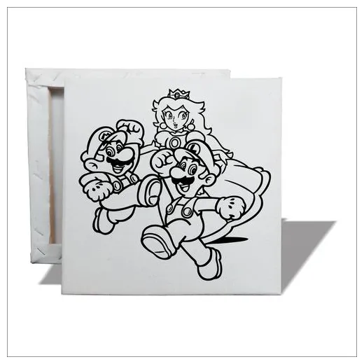 Jual kanvas sketsa mewarnai 20x20 cm super mario / kanvas lukis sketsa