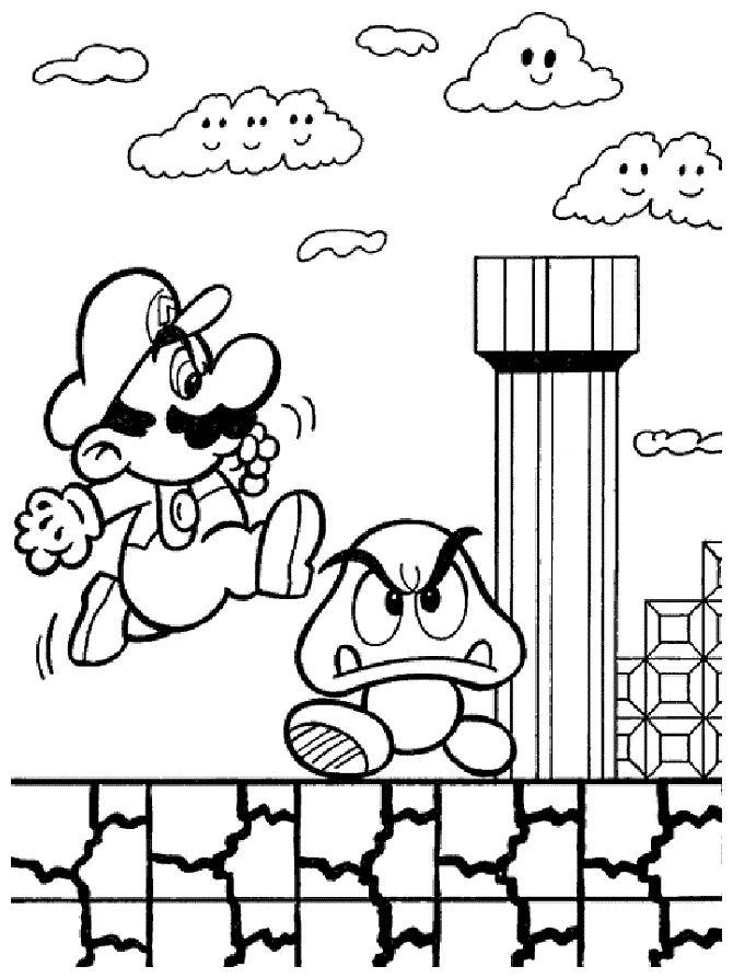 Gambar mewarnai mario bros