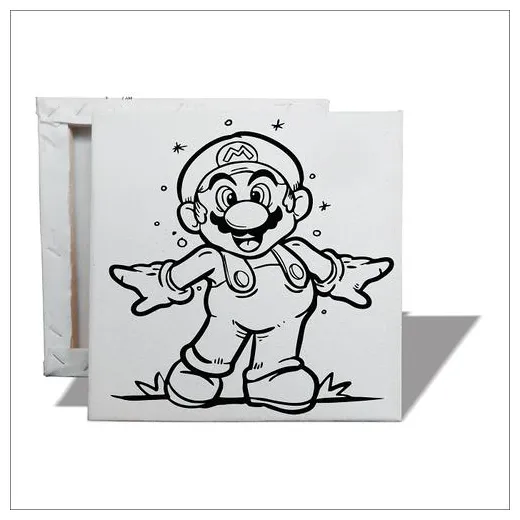 Jual kanvas sketsa mewarnai 20x20 cm super mario / kanvas lukis sketsa