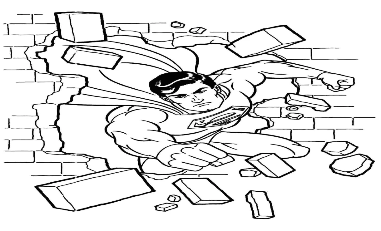 Superman menghancurkan tembok