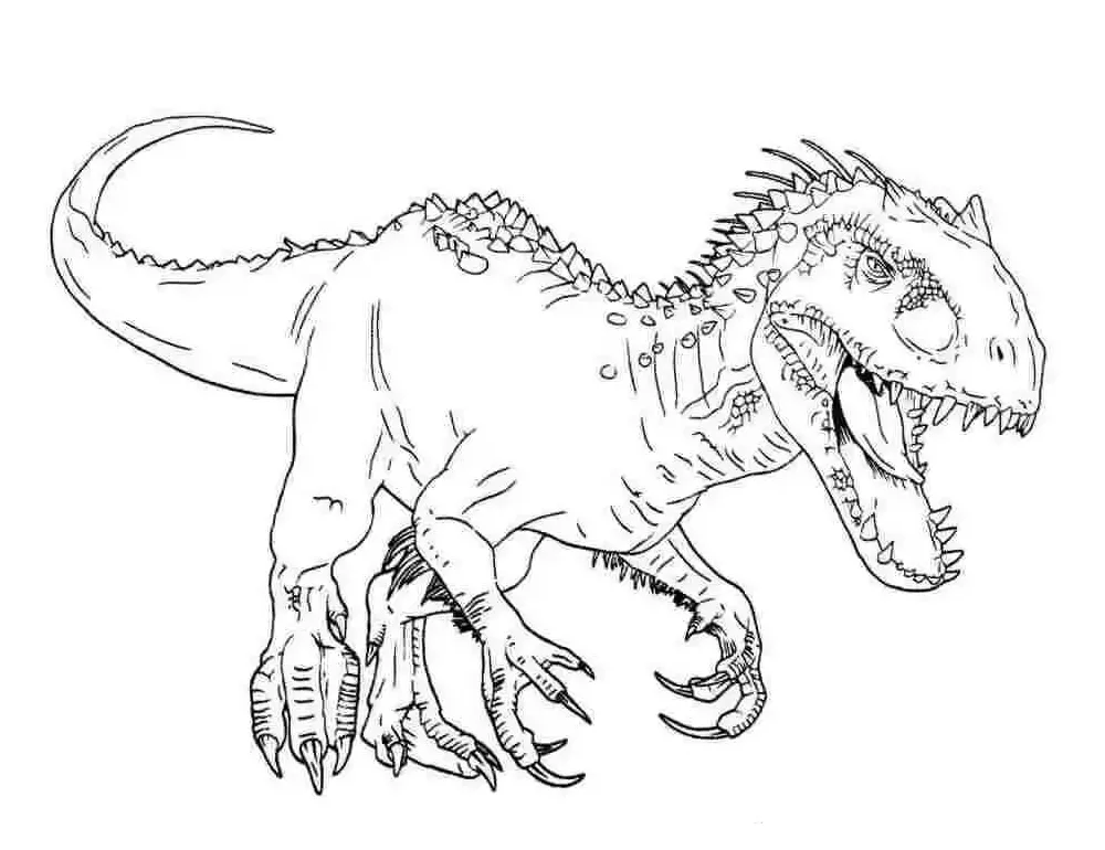 Gambar mewarnai Pertarungan t-rex siap cetak