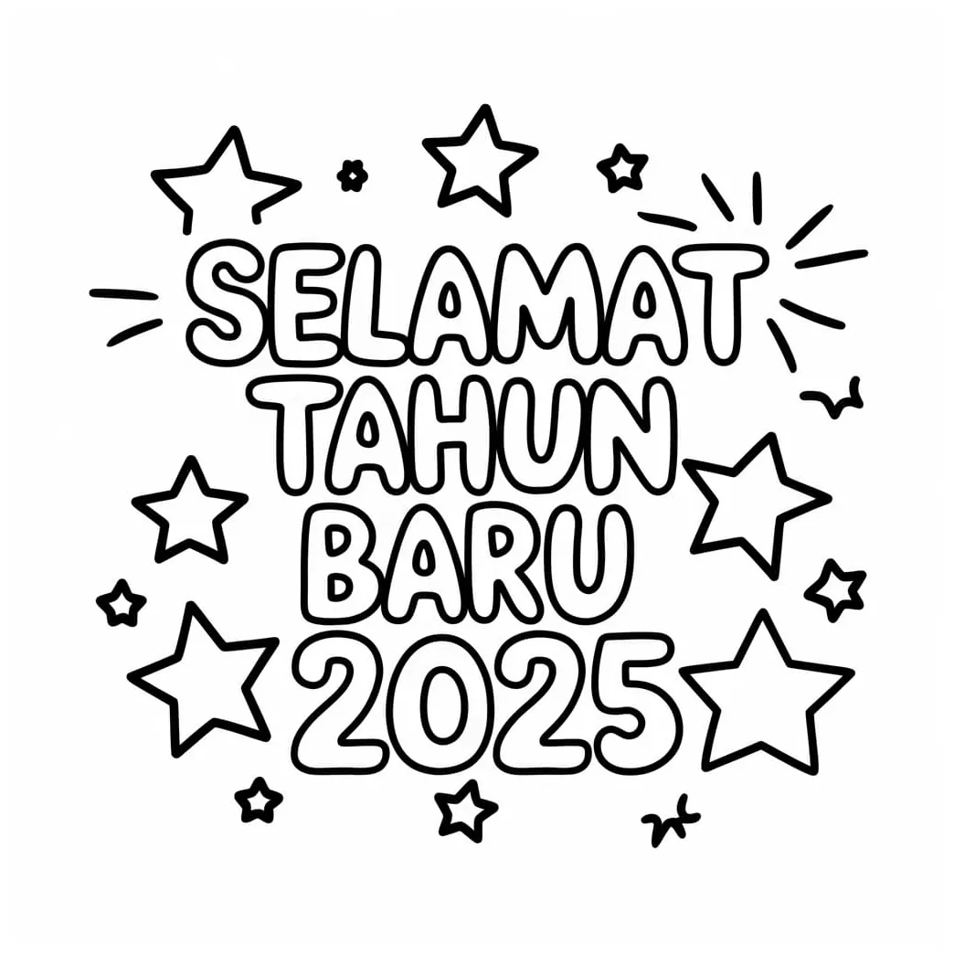 Selamat tahun baru 2025 cetakan gratis