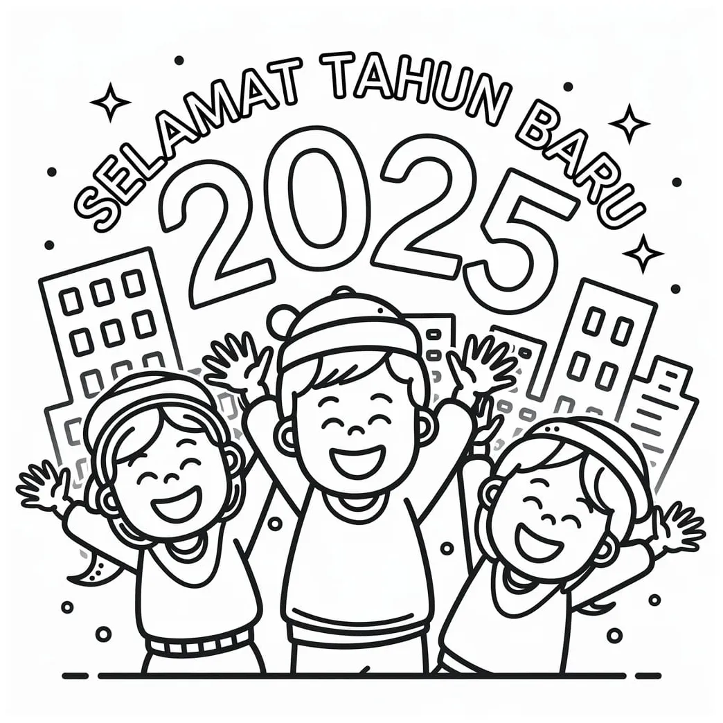 Selamat tahun baru 2025 untuk anak-anak