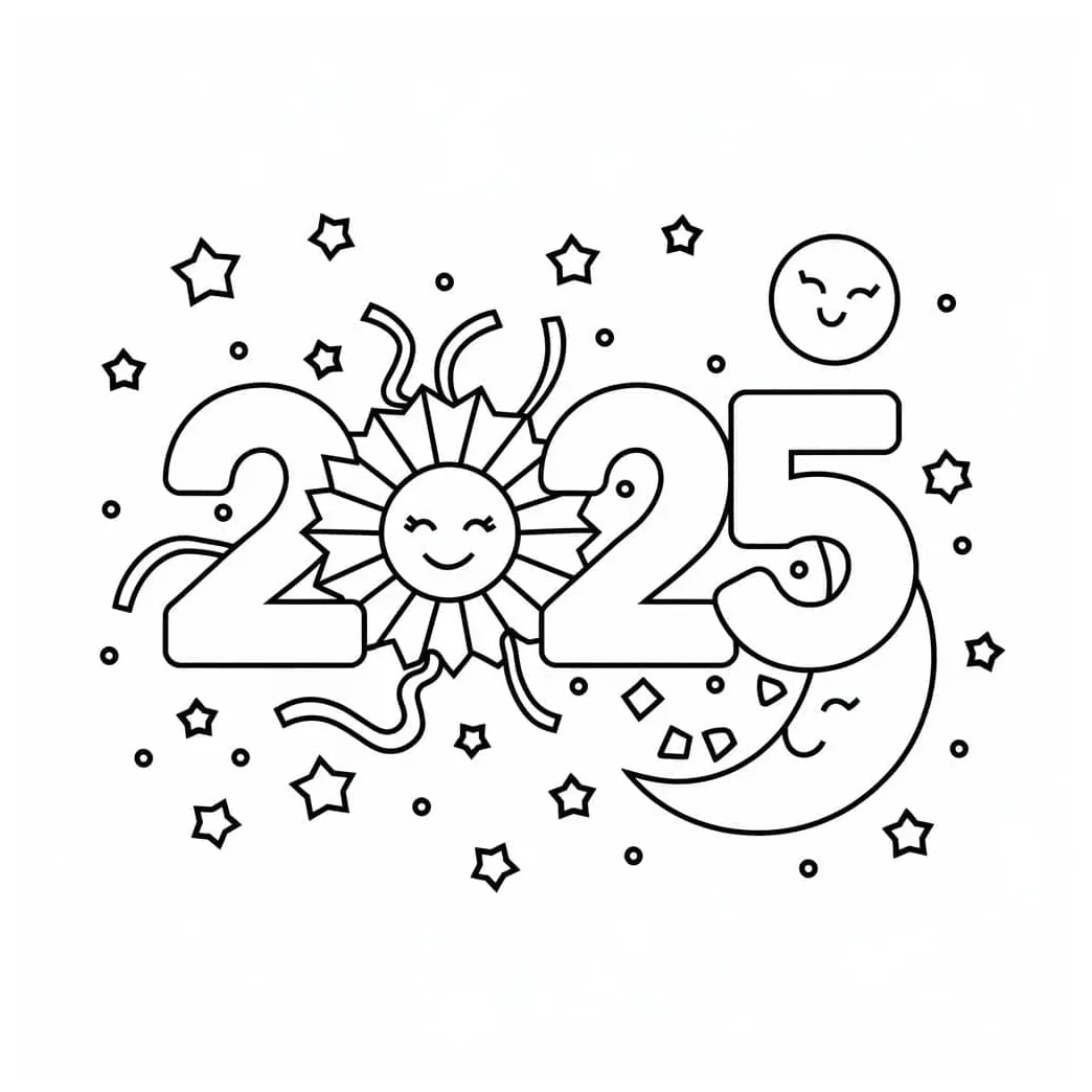 Matahari dan bulan selamat tahun baru 2025