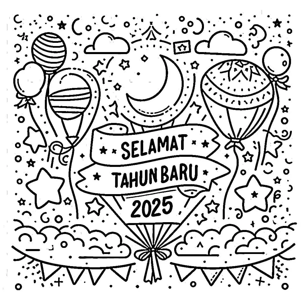 Selamat tahun baru 2025 yang dapat dicetak