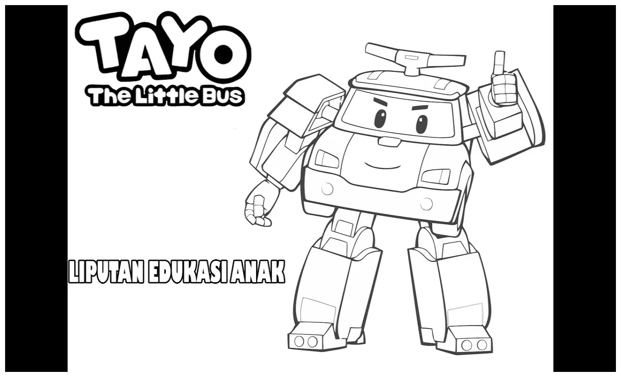 Tayo mewarnai animasi sketch coloring page