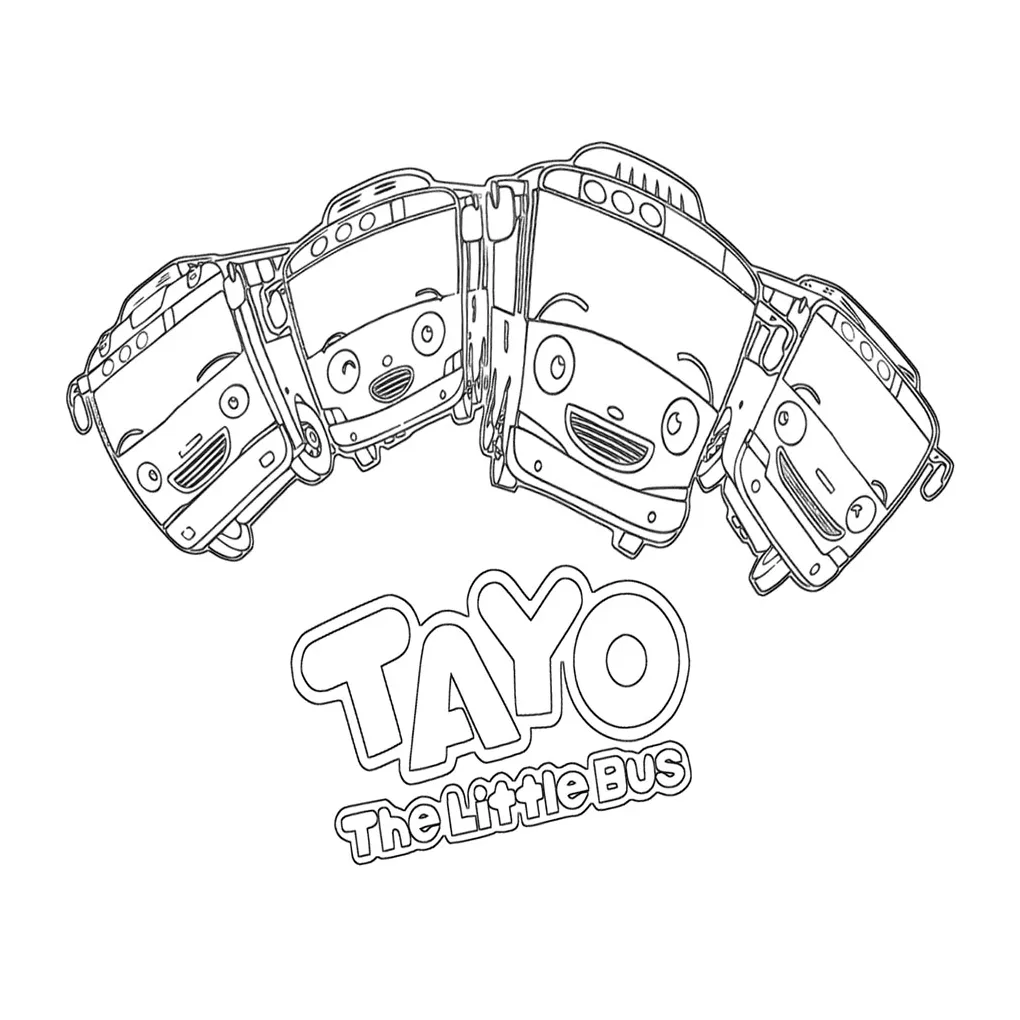 Tayo mewarnai animasi sketch coloring page