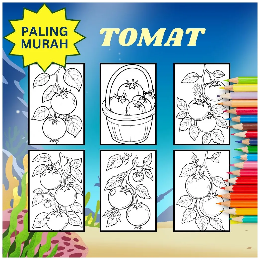 Jual kertas mewarnai ukuran a5 / tomat / gambar mewarnai / coloring