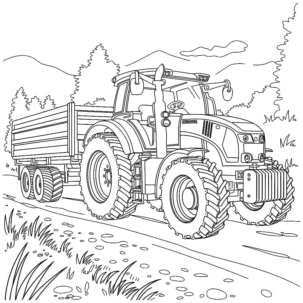 Traktor di jalan tanah