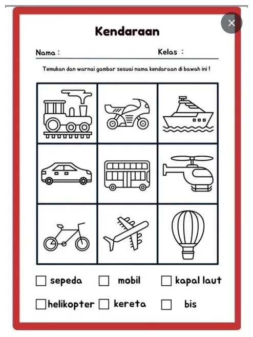 Mewarnai alat transportasi