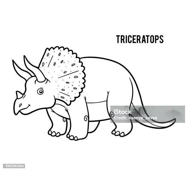 Buku mewarnai untuk anakanak kartun triceratops ilustrasi stok unduh