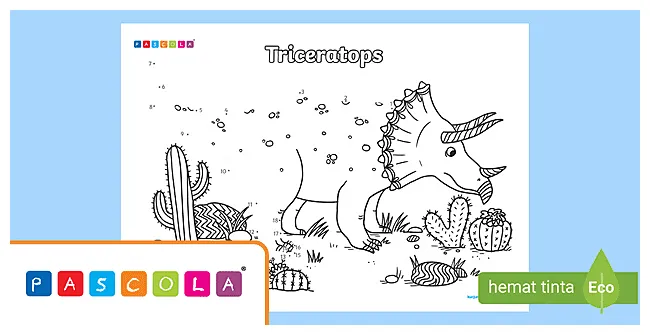 Free! lembar mewarnai titik ke titik triceratops twinkl x pascola