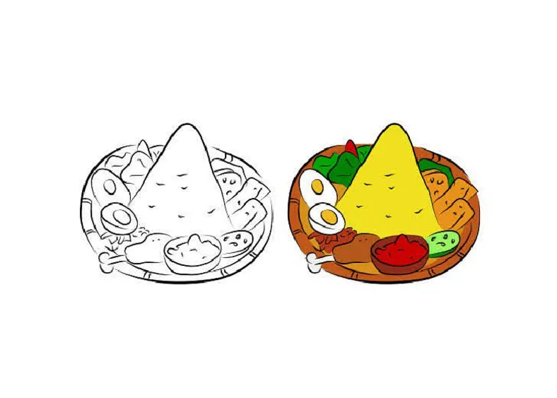 Gambar mewarnai p5 tumpeng pdf
