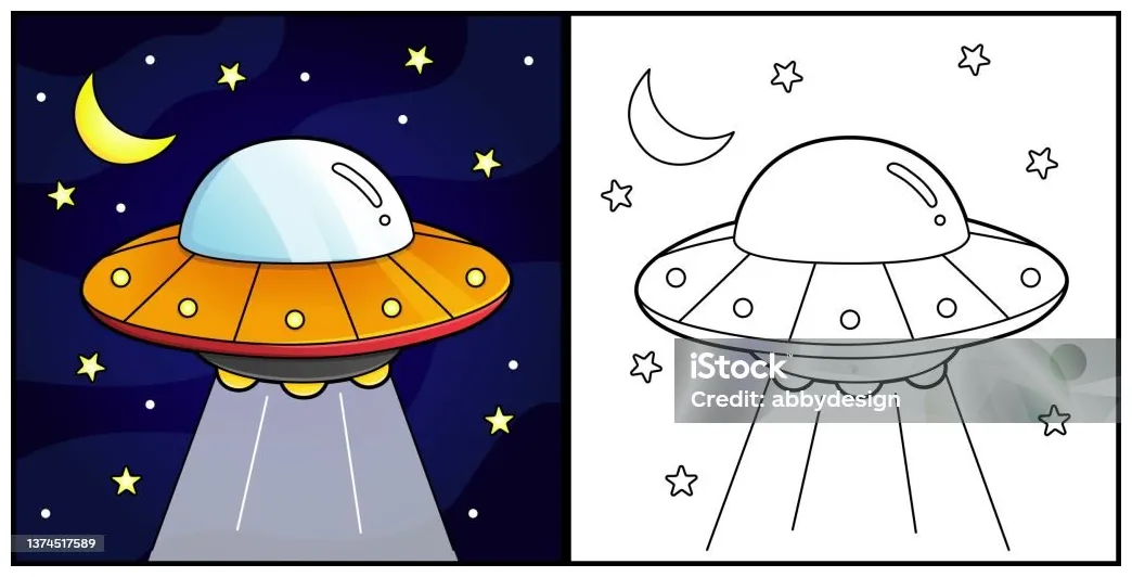 Ilustrasi Kendaraan Halaman Mewarnai Ufo Ilustrasi Stok - Unduh Gambar