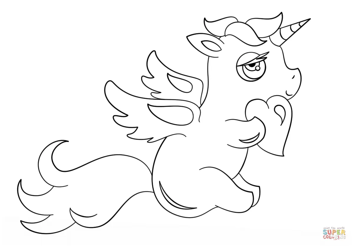 Chibi Unicorn dengan Hati